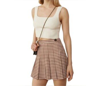 NWOT REFORMATION Portia Checked Crepe Mini Skirt Women's Size 2
